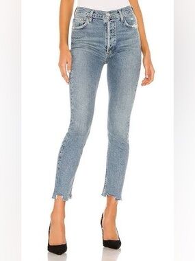 Agolde Nico High Rise Slim Jeans from Revolve in the color Rooted